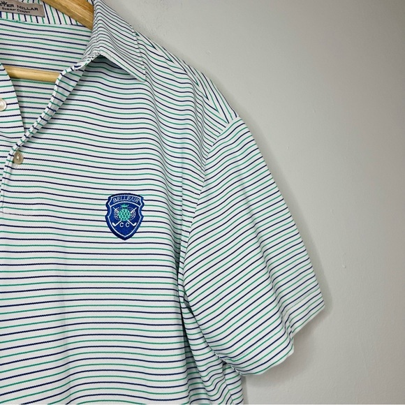 Peter Millar Blue/Green Summer Comfort Golf Polo Large - Picture 2 of 4
